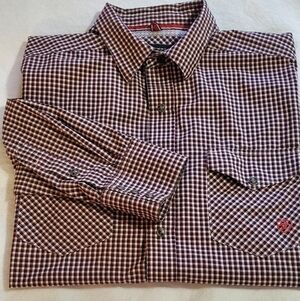 Ariat Men's Brown Checkered Casual Button Down Shirt